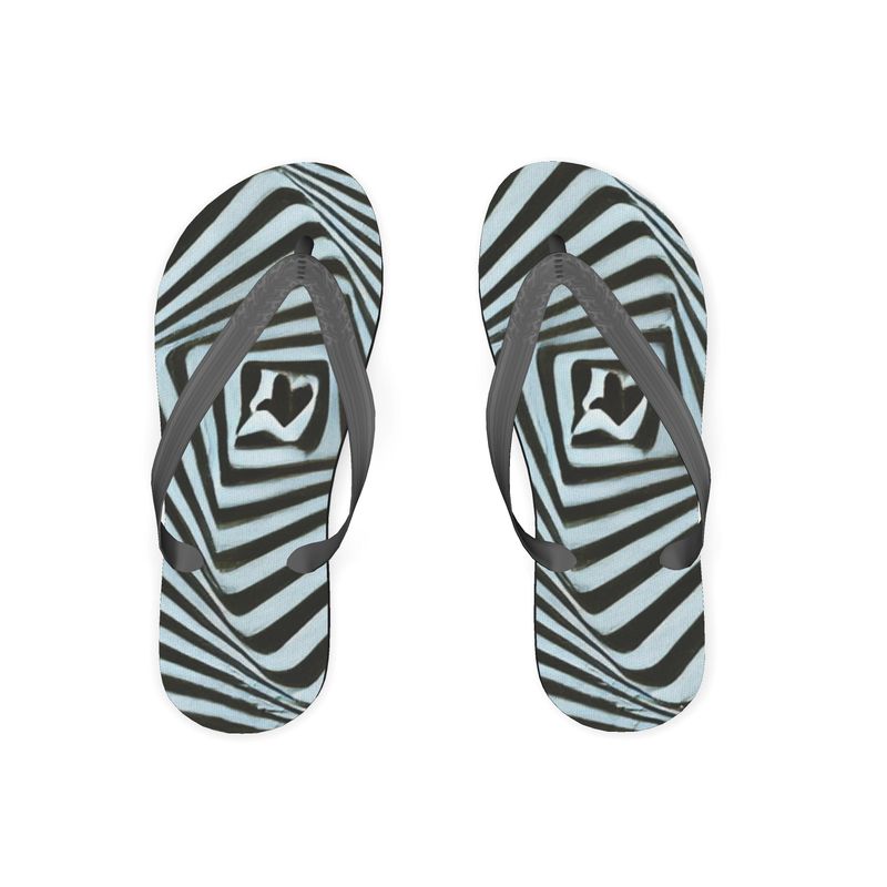 2 Caring - Black & Light Blue Stripes Soft Plastic Straps, Covered With Poly-Satin, Sturdy Foam Base Flip Flops