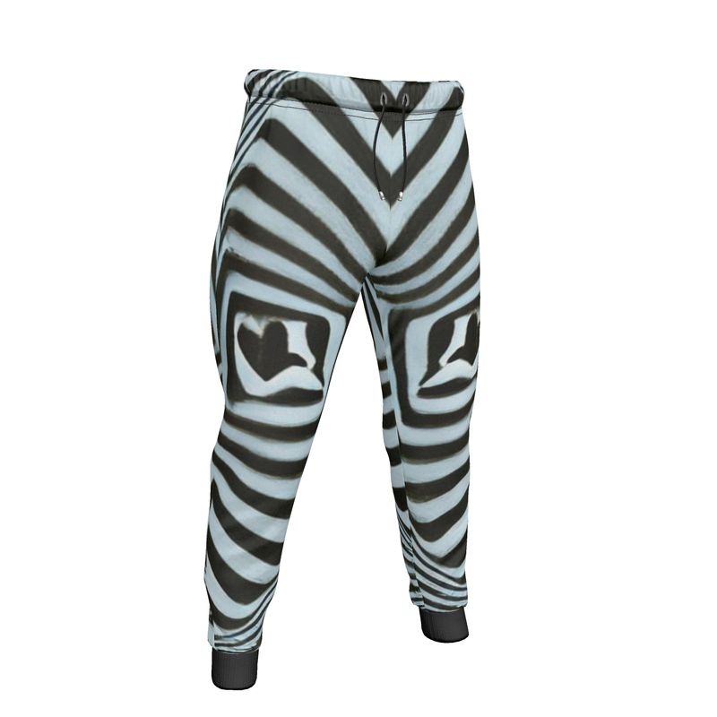 2 Caring - Black & Light Blue Stripes Lined Side Pockets, Slim Fit Leg With Elastic Waist, Stylish Men's Jogging Bottoms