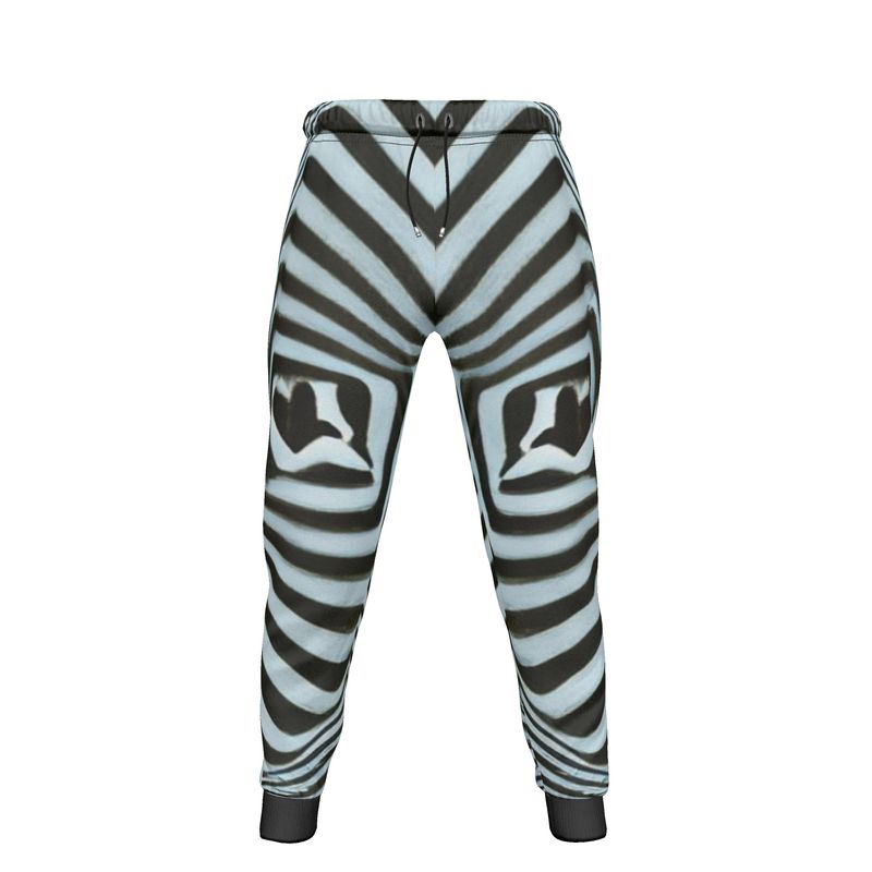 2 Caring - Black & Light Blue Stripes Lined Side Pockets, Slim Fit Leg With Elastic Waist, Stylish Men's Jogging Bottoms