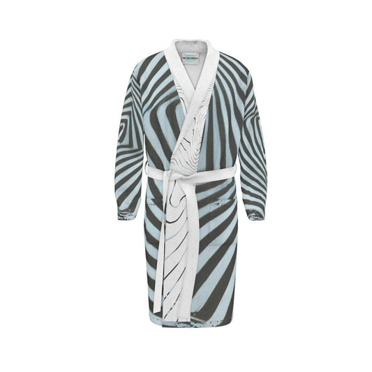 2 Caring - Black & Light Blue Stripes Unisex Fire-Rated Fabric Dressing Gown