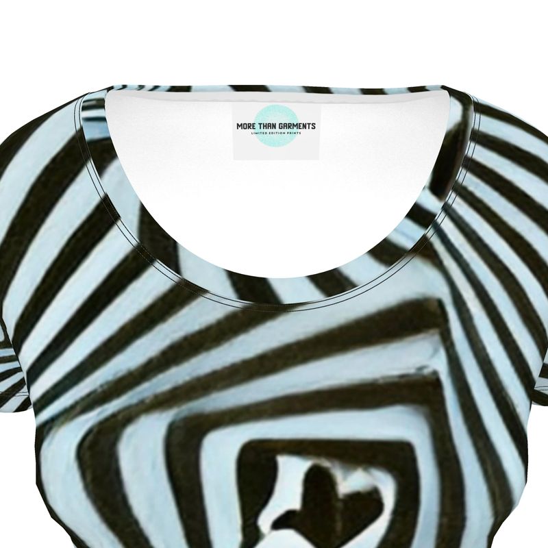 2 Caring - Black & Light Blue Stripes Soft And Durable Fabric, Flattering, Relaxed Shape, Ladies Scoop Neck T-Shirt