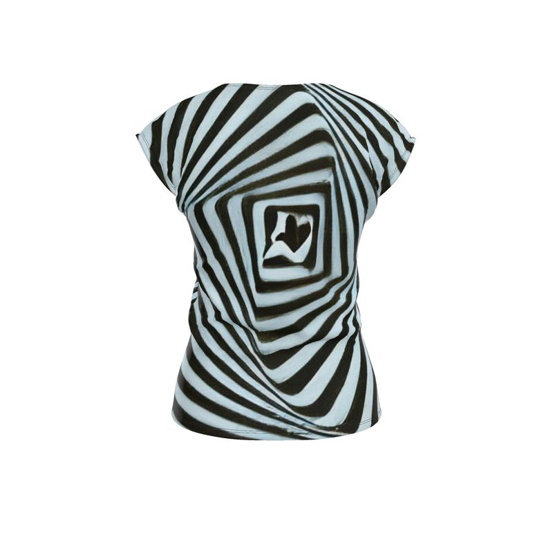 2 Caring - Black & Light Blue Stripes Ideal For Special Occasions, Comfortable Stretchy Fabric, Relaxed Fit, Ladies Loose Fit T-Shirt