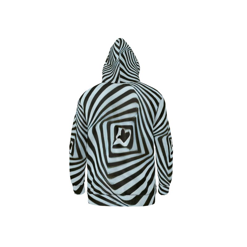 2 Caring - Black & Light Blue Stripes Unisex Pullover Or Zipper, Relaxed Fit, Cut & Sewn Hoodie