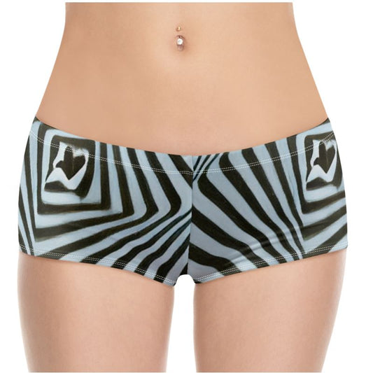2 Caring - Black & Light Blue Stripes High Stretch Material, High-Quality Finish Fully Lined Hot Pants