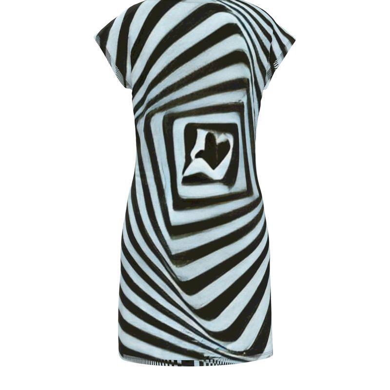 2 Caring - Black & Light Blue Stripes Easily Transform From Casual To Smart, Full Print Ladies Tunic T-Shirt