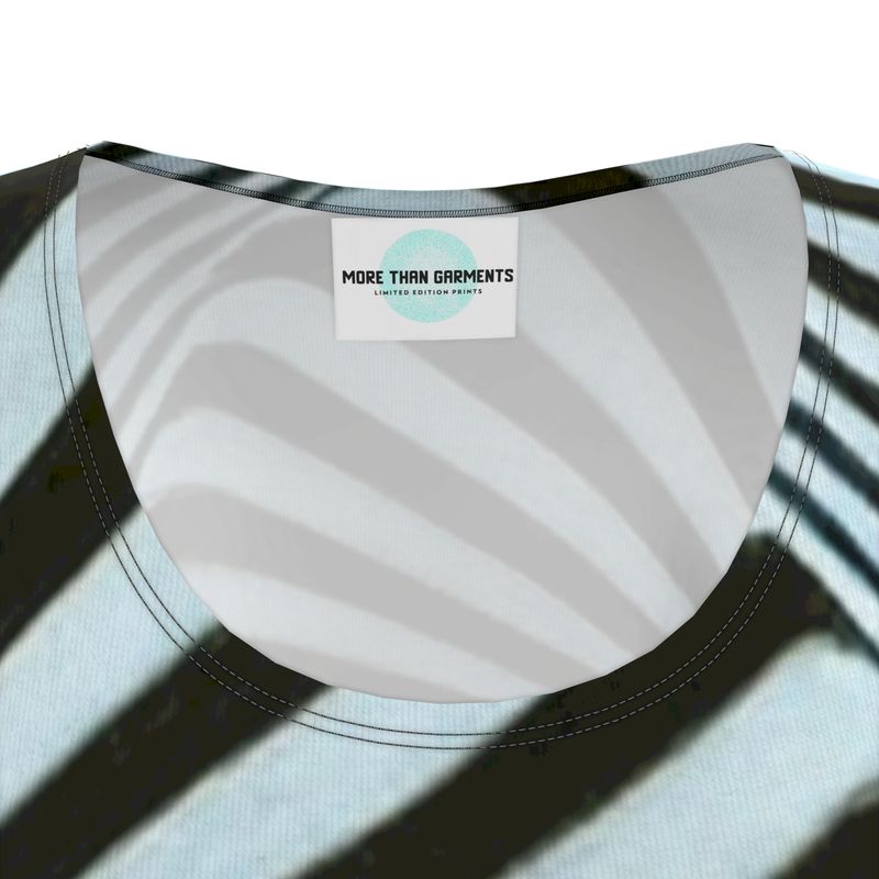 2 Caring - Black & Light Blue Stripes Easily Transform From Casual To Smart, Full Print Ladies Tunic T-Shirt