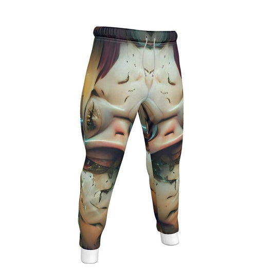 Self-conscious 11 - Beige, Red & Aqua Lined Side Pockets, Slim Fit Leg With Elastic Waist, Stylish Men's Jogging Bottoms