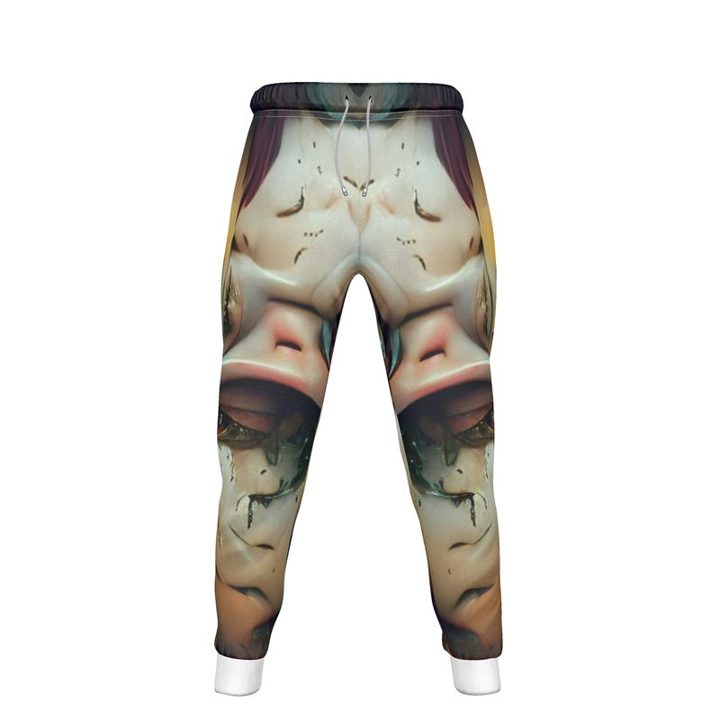 Self-conscious 11 - Beige, Red & Aqua Lined Side Pockets, Slim Fit Leg With Elastic Waist, Stylish Men's Jogging Bottoms