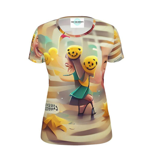 Cheerfulness - Beige & Yellow Soft, Durable Fabric, Flattering Women's T-Shirt