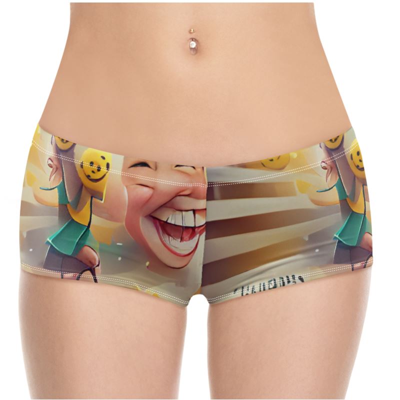 Cheerfulness - Beige & Yellow High Stretch Material, High-Quality Finish Fully Lined Hot Pants