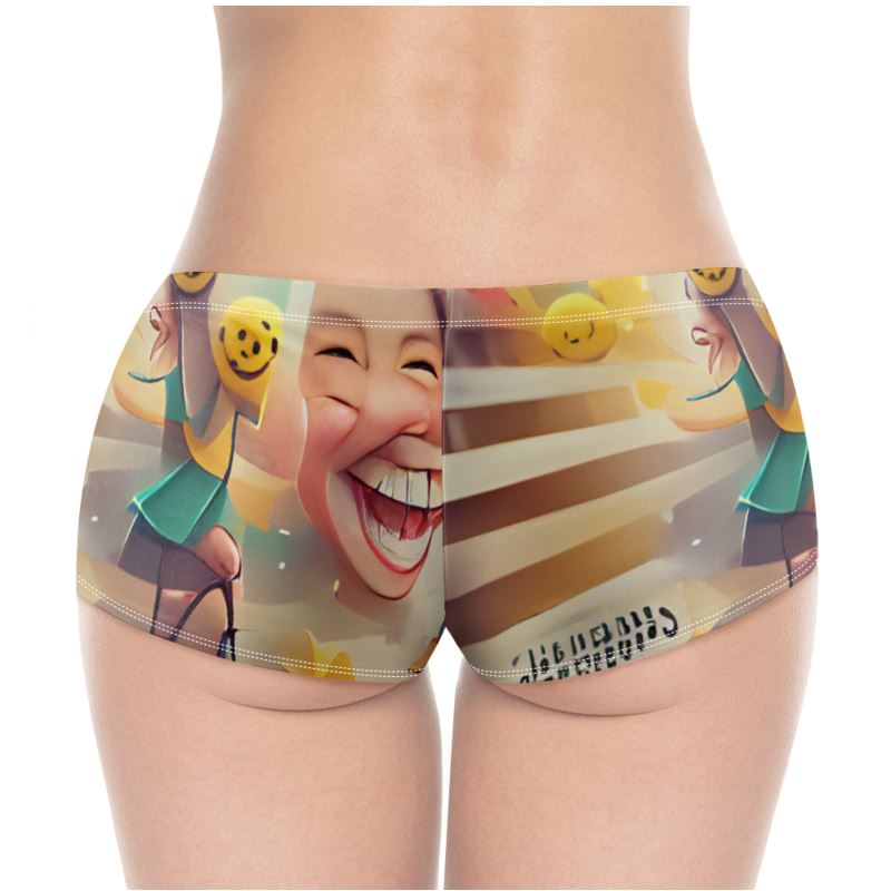 Cheerfulness - Beige & Yellow High Stretch Material, High-Quality Finish Fully Lined Hot Pants