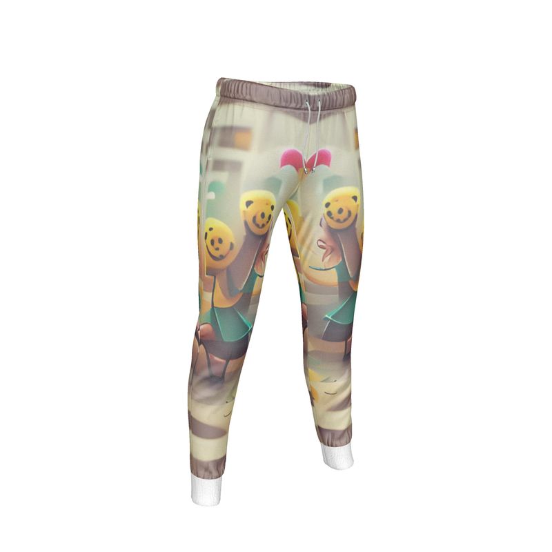 Cheerfulness - Beige & Yellow Cuffed Tracksuit Ladies Jogging Bottoms