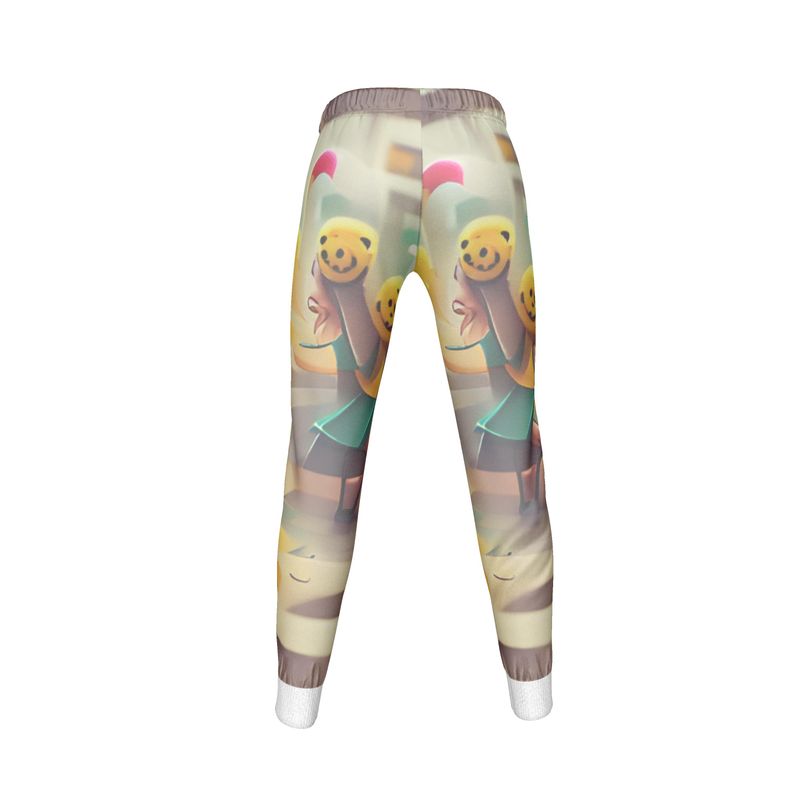 Cheerfulness - Beige & Yellow Cuffed Tracksuit Ladies Jogging Bottoms