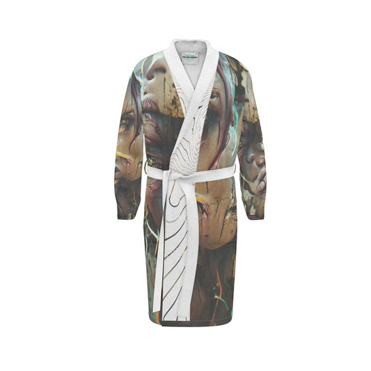 Neglect - Beige, Brown And Aqua Unisex Fire-Rated Fabric Dressing Gown