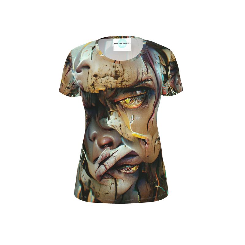 Neglect - Beige, Brown And Aqua Soft, Durable Fabric, Flattering Women's T-Shirt