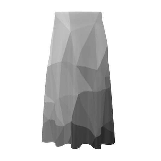 Black & White Stained Glass Window Elasticated Waist, High Rise, A-line Shape, Luxurious Feel Premium Quality Midi Skirt