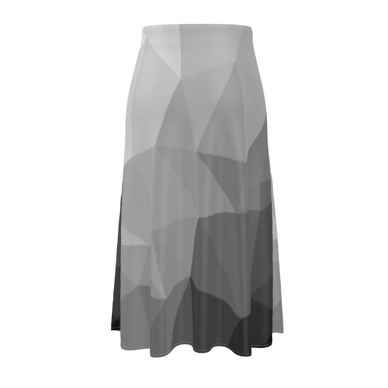 Black & White Stained Glass Window Elasticated Waist, High Rise, A-line Shape, Luxurious Feel Premium Quality Midi Skirt