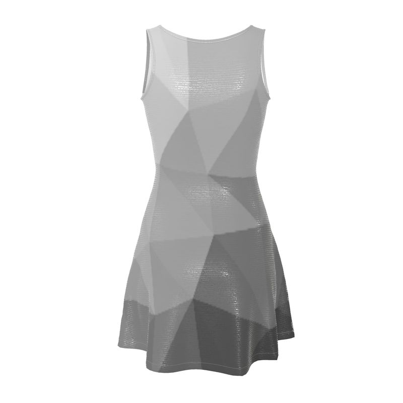 Black & White Stained Glass Window Crush Velour - Stretchy & Shimmery Chain Jersey - Lightweight & Breathable A-Line Skater Dress