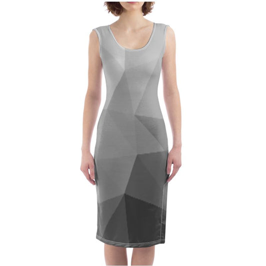 Black & White Stained Glass Window Silky, Slim Fit Split Leg Bodycon Dress