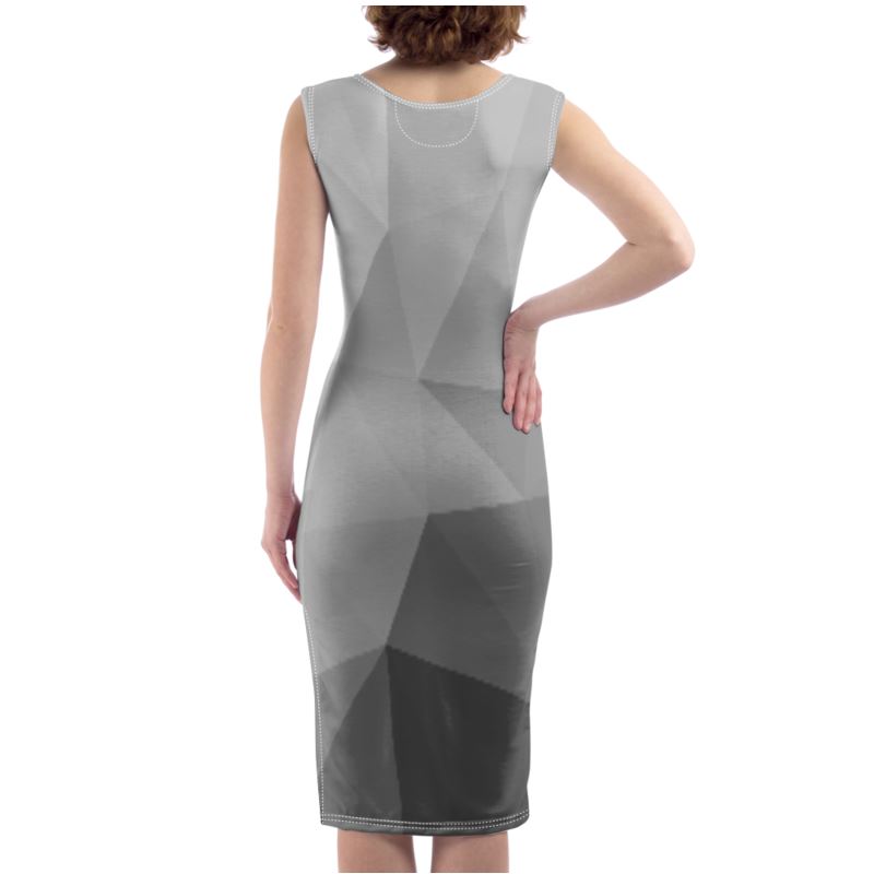 Black & White Stained Glass Window Silky, Slim Fit Split Leg Bodycon Dress