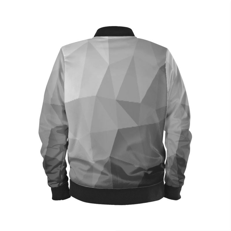 Black & White Stained Glass Window Different Ribbing Colour Options, Satin Or Quilted Lining, Waterproof, Satin, Velvet Or Jersey Ladies Bomber Jacket