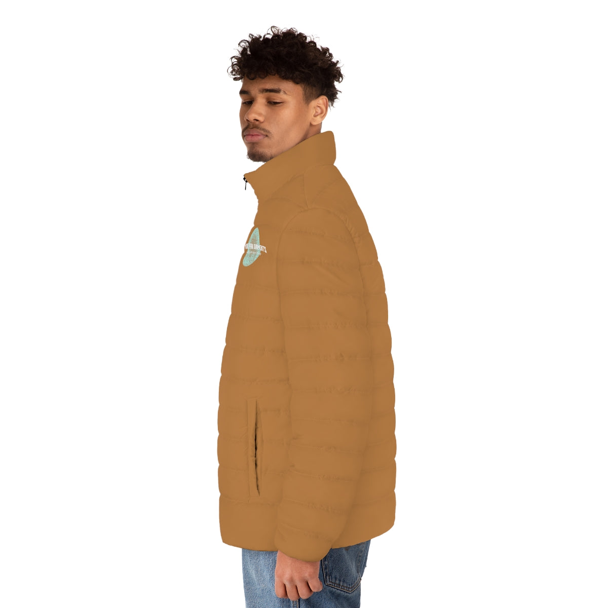 Men's Brown Light Puffer Jacket (MTG Logo)