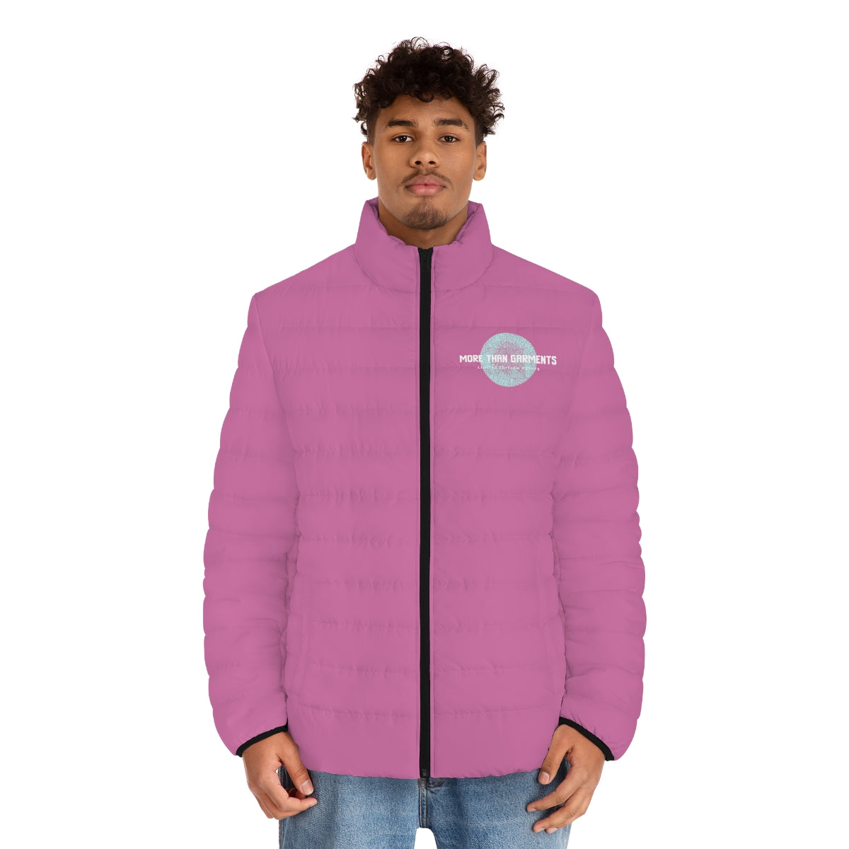 Men's Light Pink Puffer Jacket (MTG Logo)