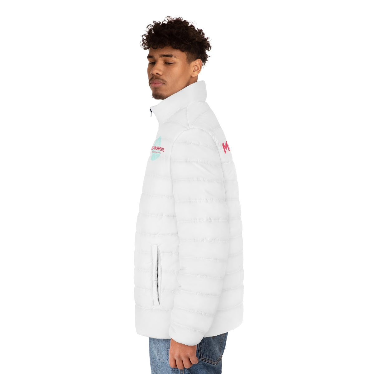 Men's White Puffer Jacket (MTG Logo)