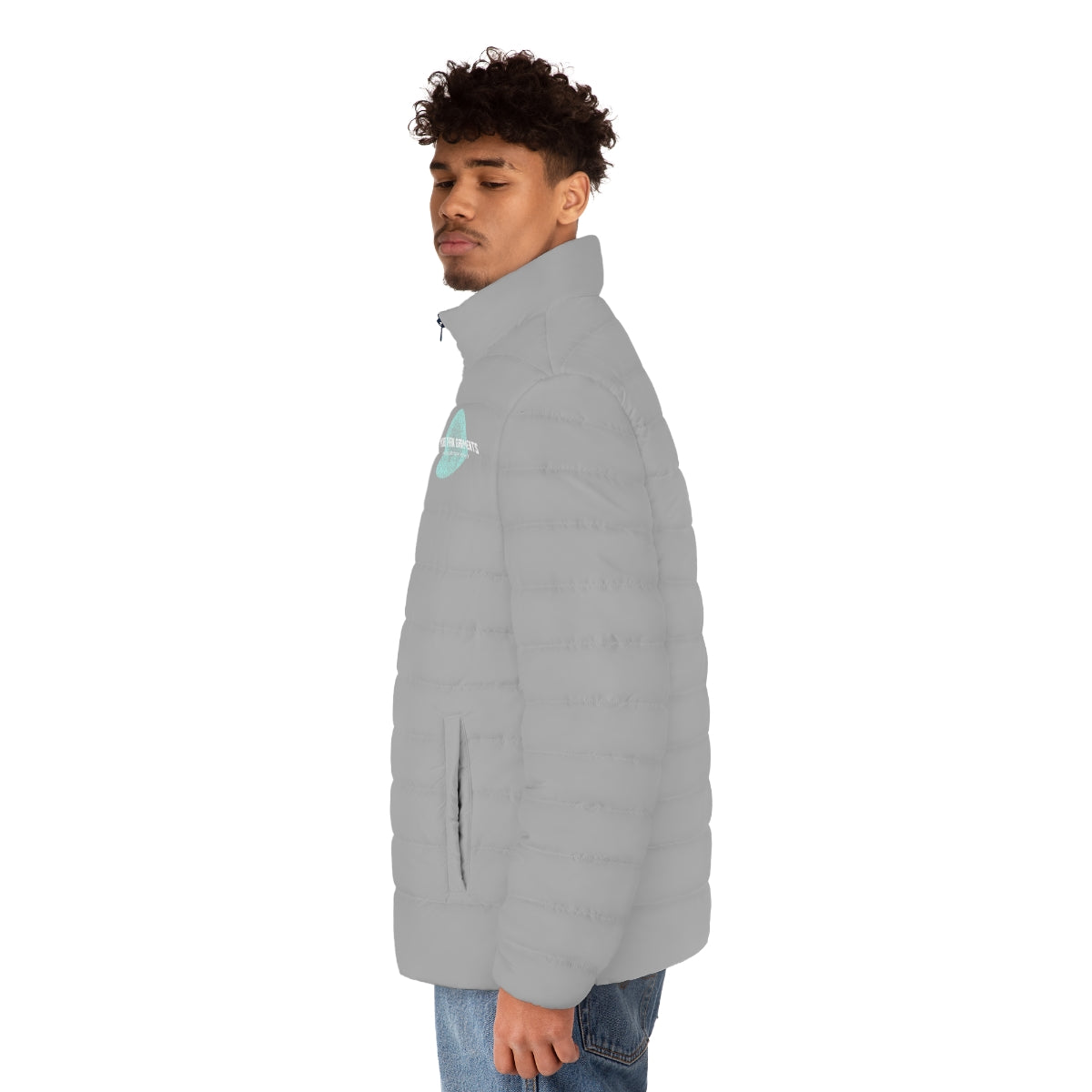 Men's Light Grey Puffer Jacket (MTG Logo)