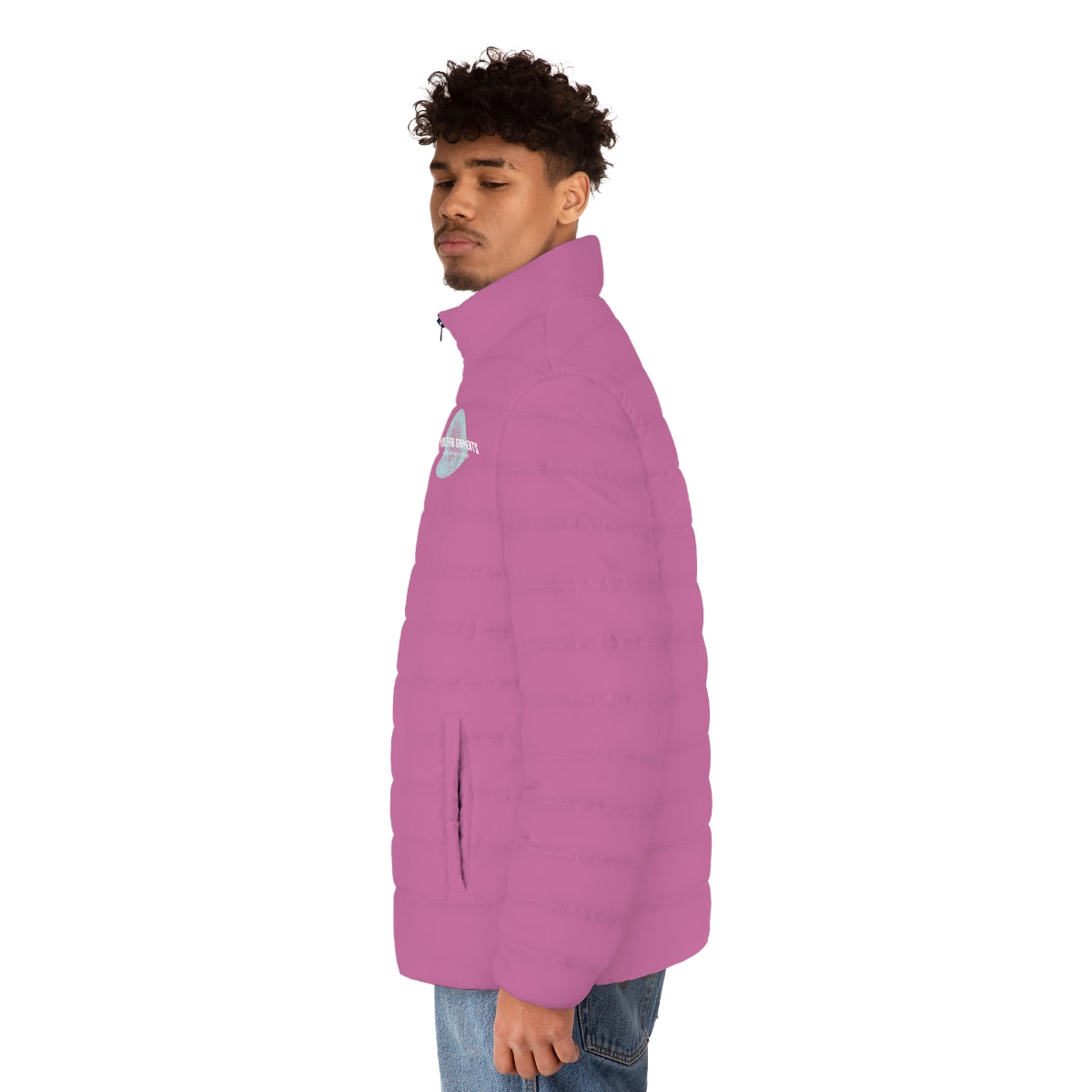 Men's Light Pink Puffer Jacket (MTG Logo)