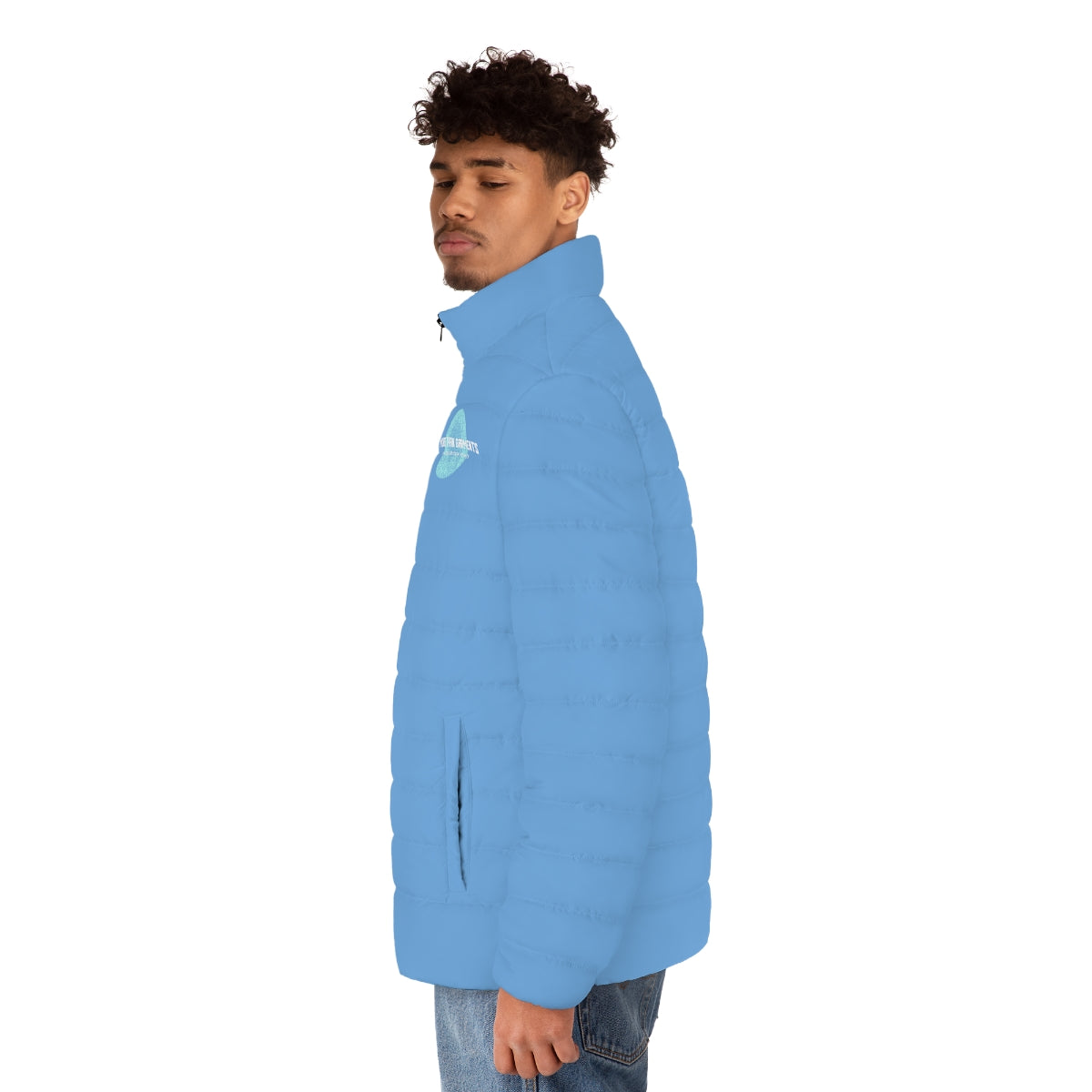 Men's Light Blue Puffer Jacket (MTG Logo)